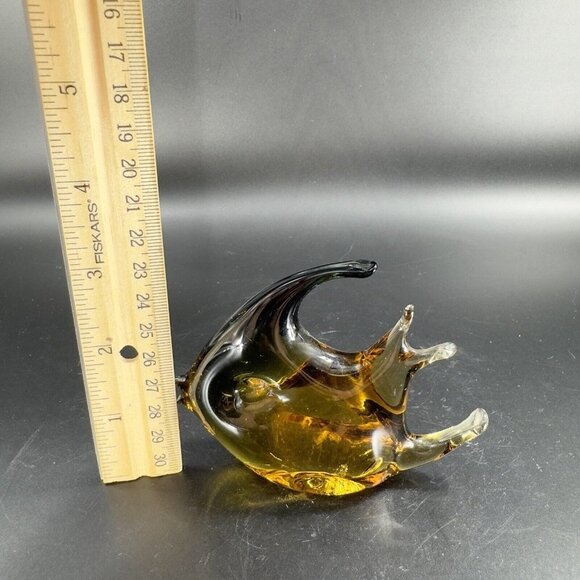Venetian Hand Blown Fish Art Glass Figurine Hand Made In Italy Amber Smokey VTG - Picture 5 of 14